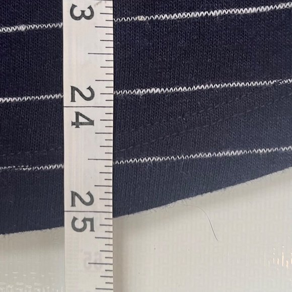 Gap Women's Linen-Blend Long-Sleeve Boatneck T-Shirt / Top, Navy Blue / Grey, S - Picture 9 of 10